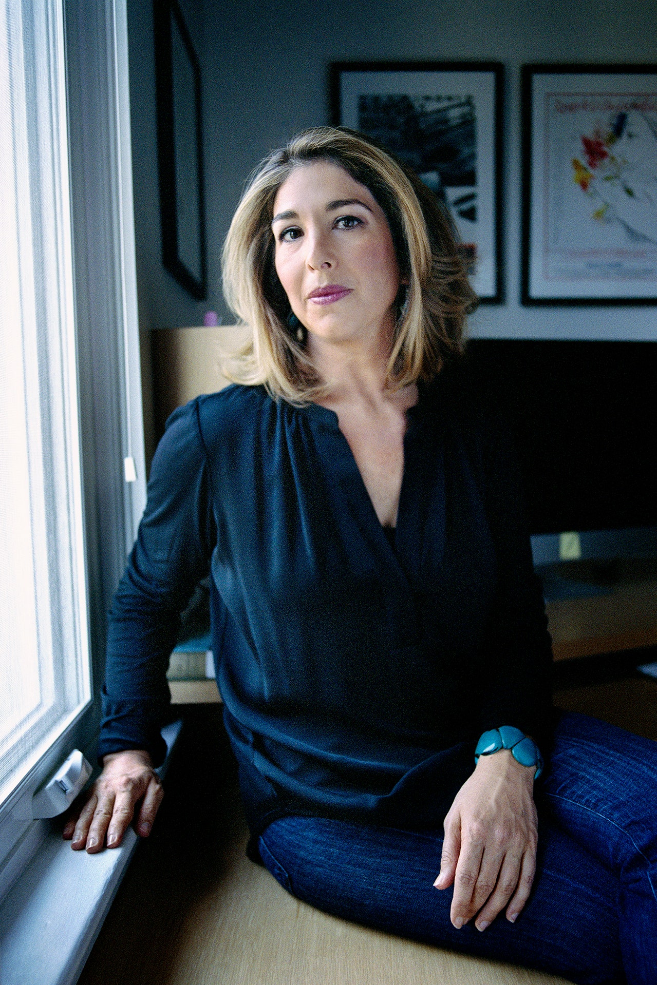 TORONTO CANADA  OCTOBER 09 Author Naomi Klein is photographed for Rolling Stone Magazine on October 9 2014 in Toronto...