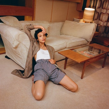 Portrait of model Kukua Williams posing indoors