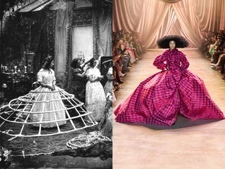 Платье с обручами 1860 Christopher John Rogers осеньзима 2020