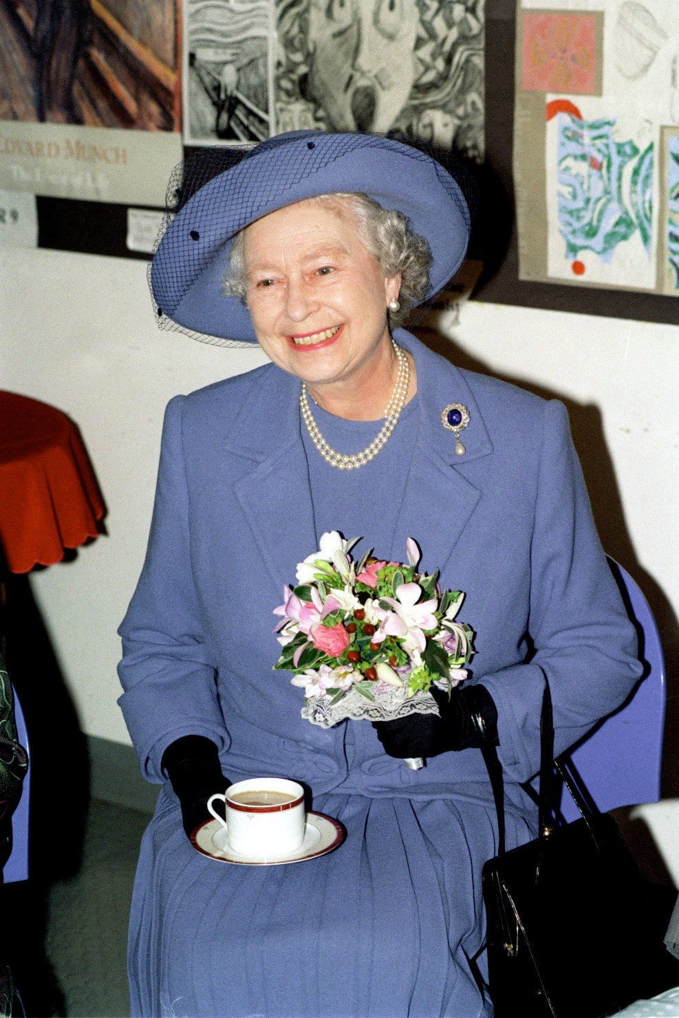 LONDON UNITED KINGDOM  OCTOBER 14  The Queen Enoying A Cup Of Tea During A Visit To The Grey Coat Hospital To Mark Its...