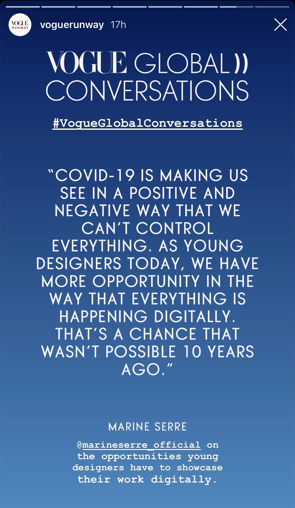 Vogue Global Conversations Марин Серр Симон Роша и генеральный директор 3.1 Phillip Lim Вэнь Чжоу о творчестве в период...