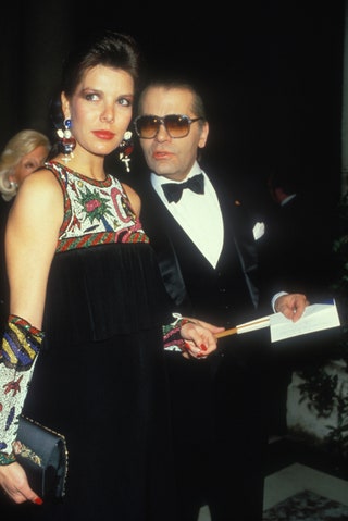 Принцесса Каролина и Карл Лагерфельд в Версале 1986