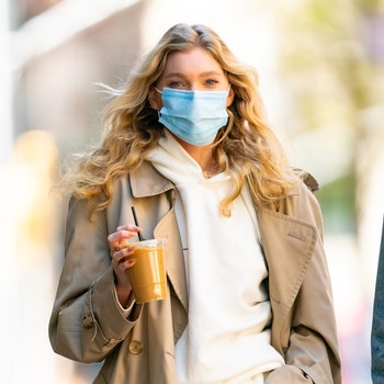 NEW YORK NEW YORK  APRIL 22 Elsa Hosk is seen wearing a protective face mask during the COVID19 pandemic in SoHo on...