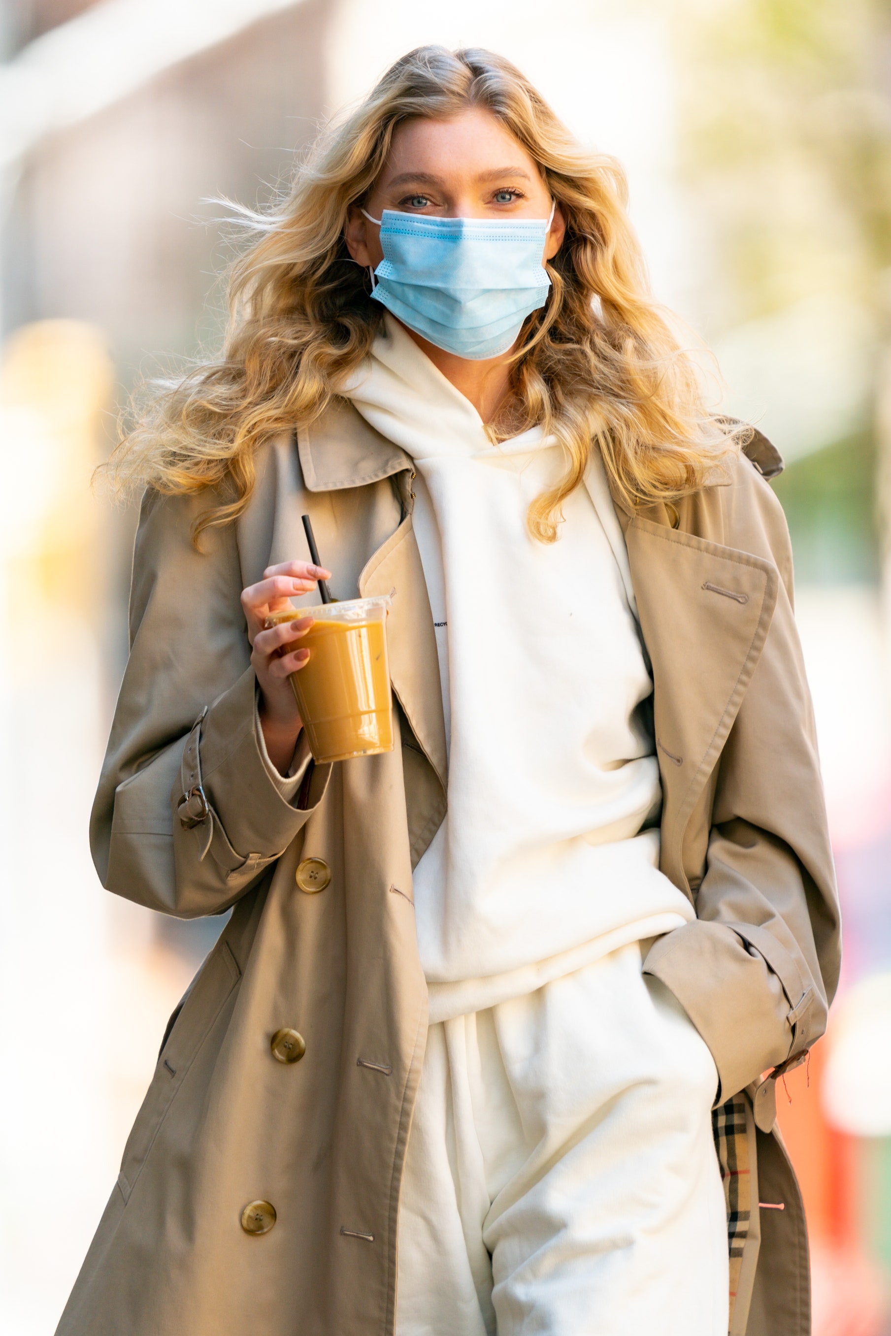 NEW YORK NEW YORK  APRIL 22 Elsa Hosk is seen wearing a protective face mask during the COVID19 pandemic in SoHo on...