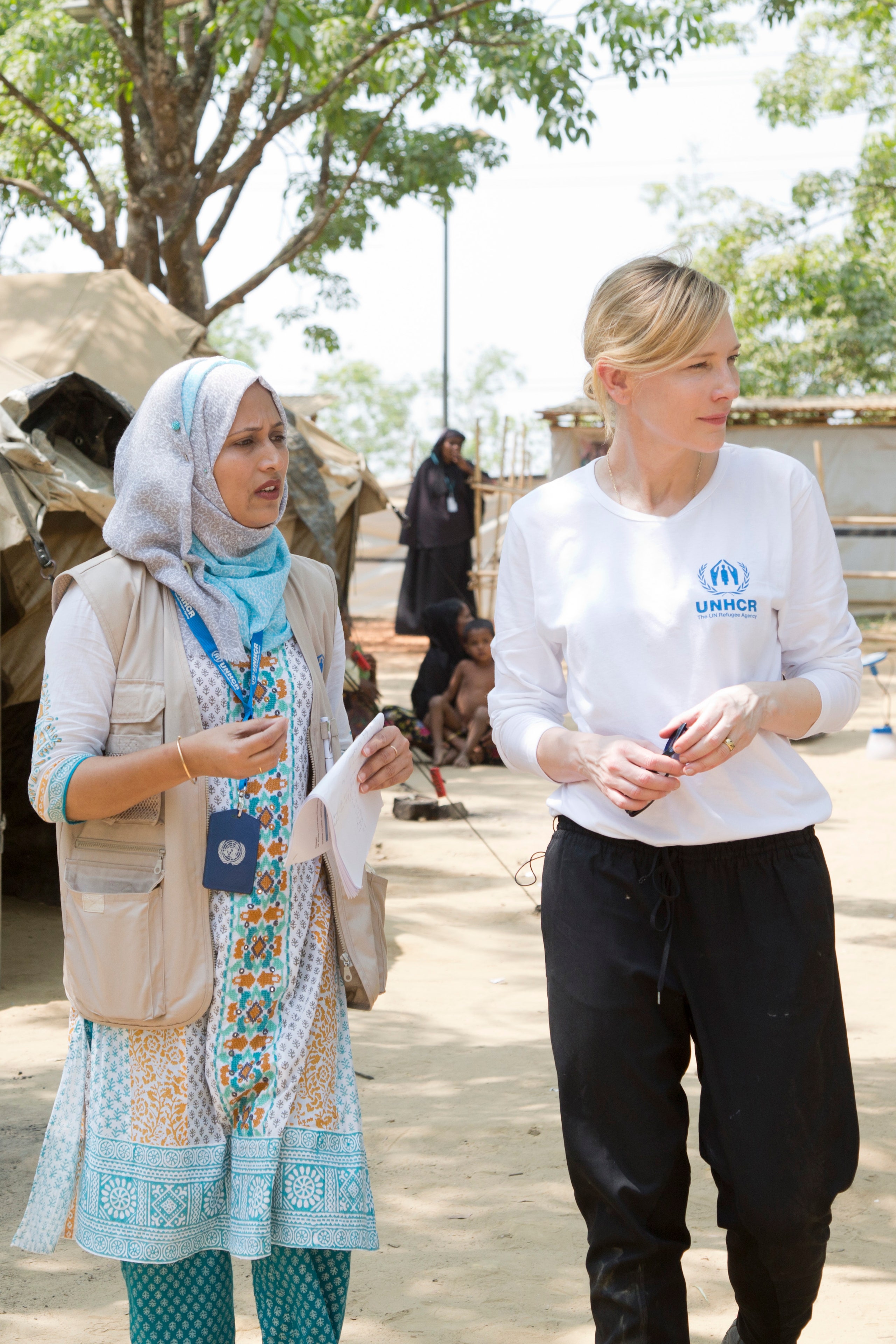 UNHCR Goodwill Ambassador Cate Blanchett meets Rohingya refugees at the UNHCR transit centre Kutupalong refugee...