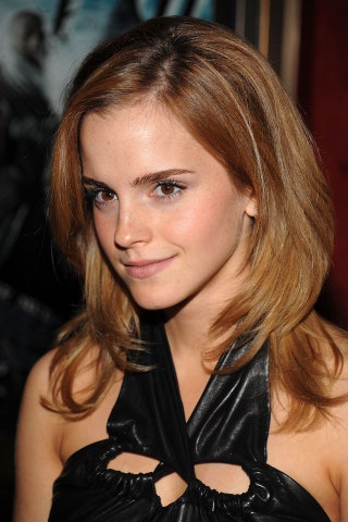 Image may contain Emma Watson Clothing Apparel Human Person Jacket Coat and Leather Jacket