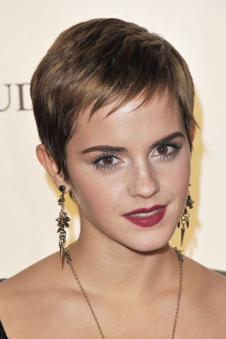 Image may contain Emma Watson Human Person Face Accessories Accessory Necklace Jewelry Lipstick and Cosmetics