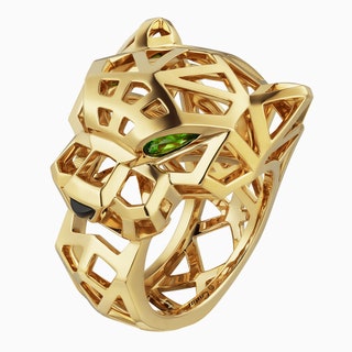 Кольцо Panthère de Cartier из желтого золота с цаворитами