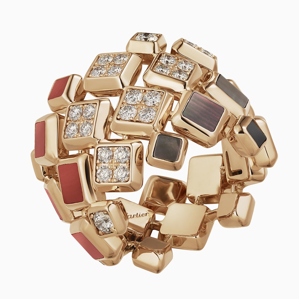 Кольцо Cartier Surnaturel из розового золота с кораллами перламутром и бриллиантами