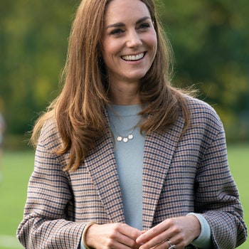DERBY ENGLAND  OCTOBER 06 Catherine Duchess of Cambridge visits students at the University of Derby to hear how the...
