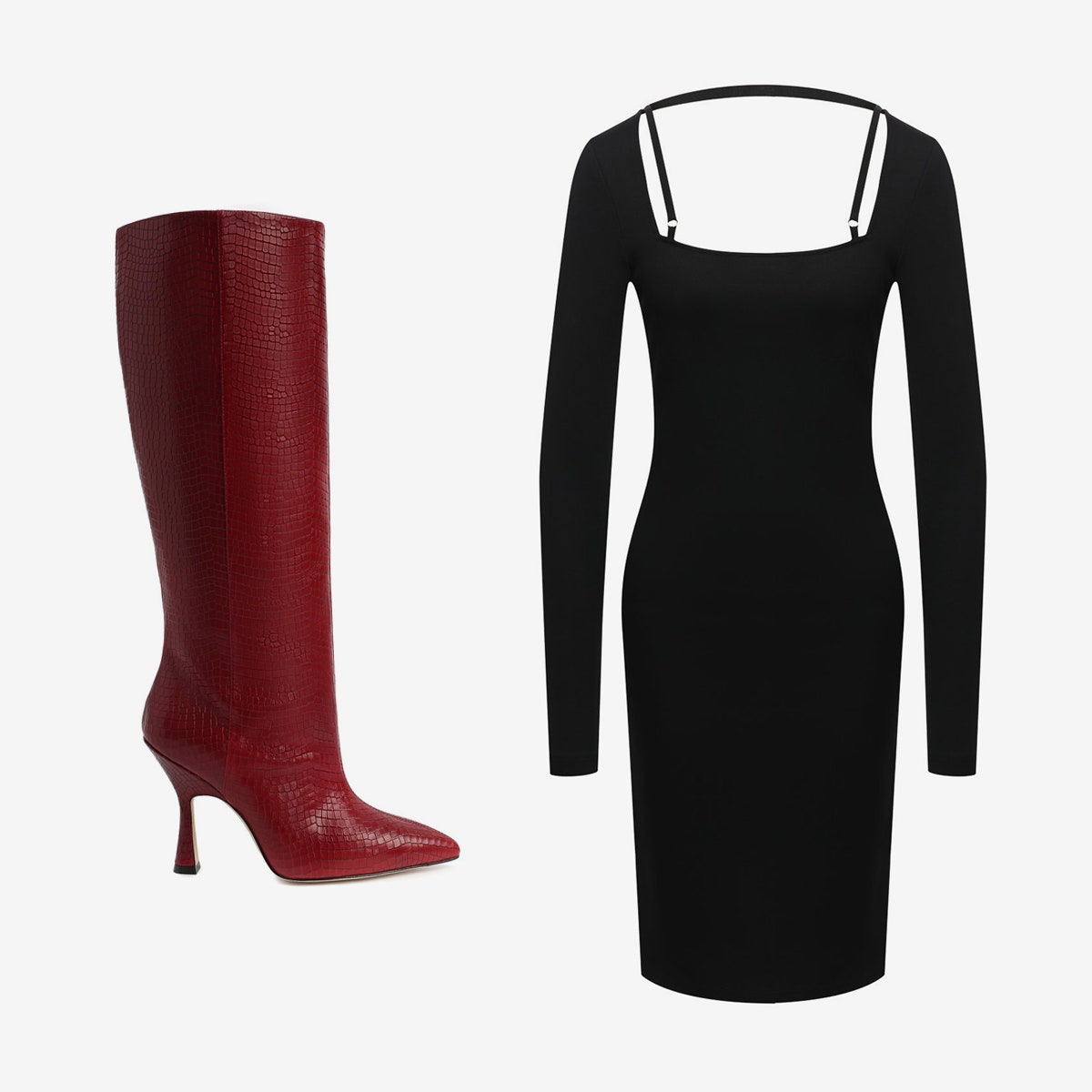Сапоги Stuart Weitzman 76950 рублей tsum.ru платье Helmut Lang 45900 рублей tsum.ru