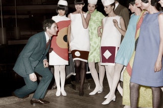 Pierre Cardin and his models.