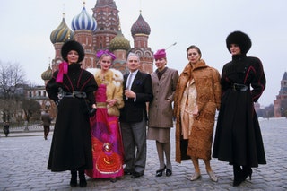 Pierre Cardin and models.