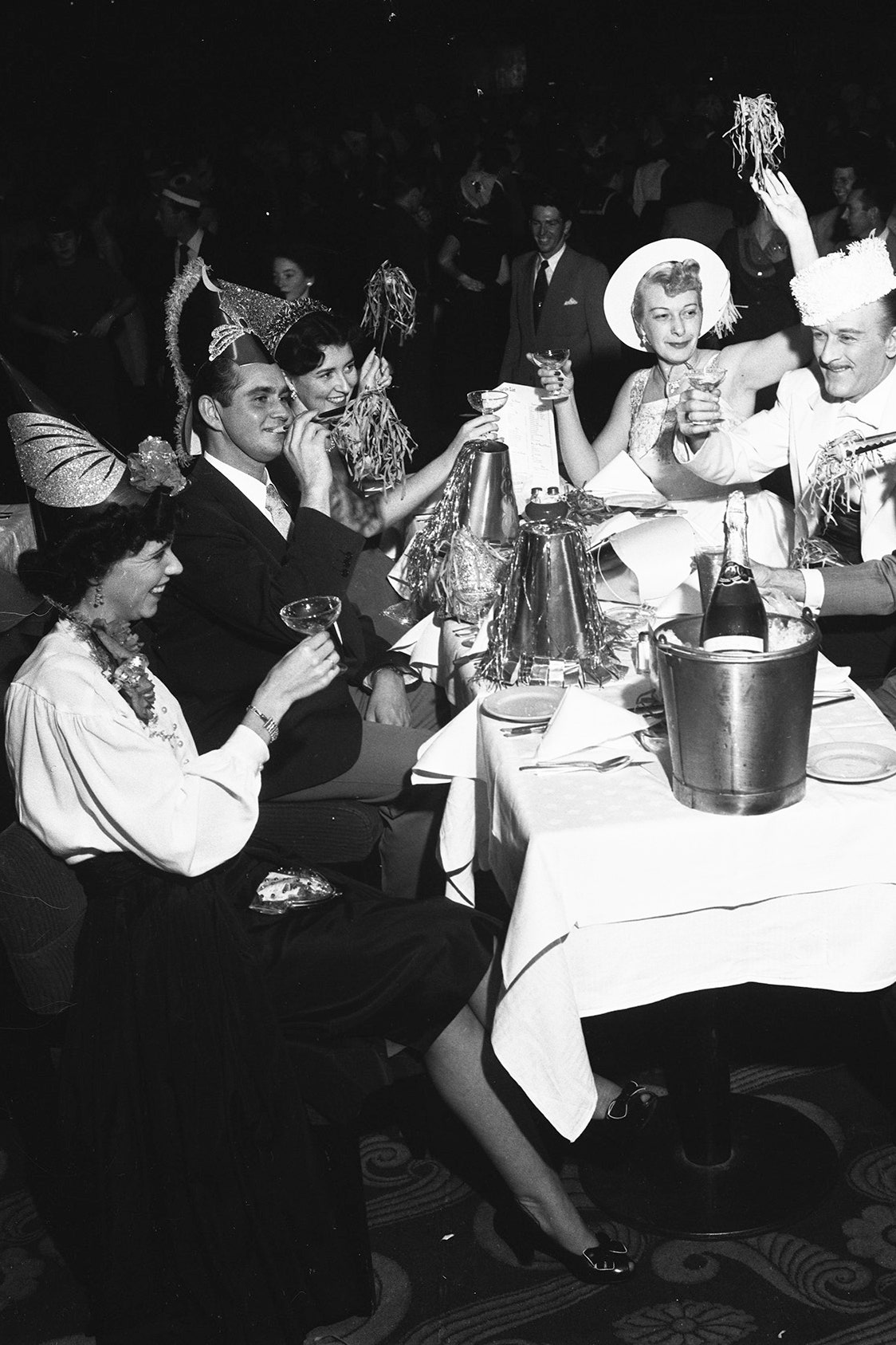 New Year's eve 31 December 1951. Crowd shot at PalladiumLes Brown Irene BarrowsRobert BakerJoyce MintzMary MillerCarlos...