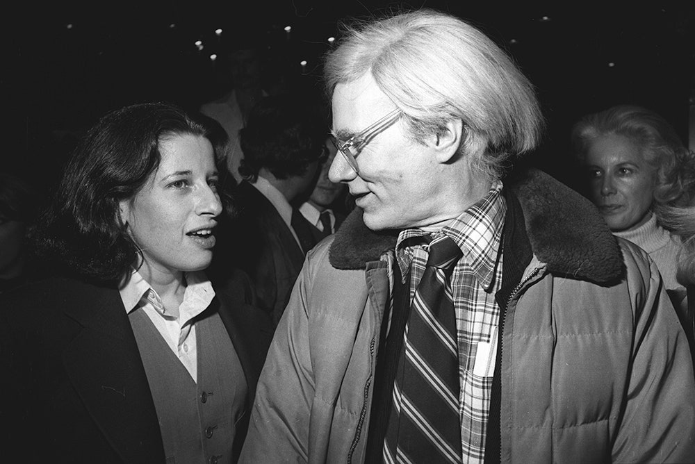 Фран Лебовиц и Энди Уорхол на вечеринке 1977