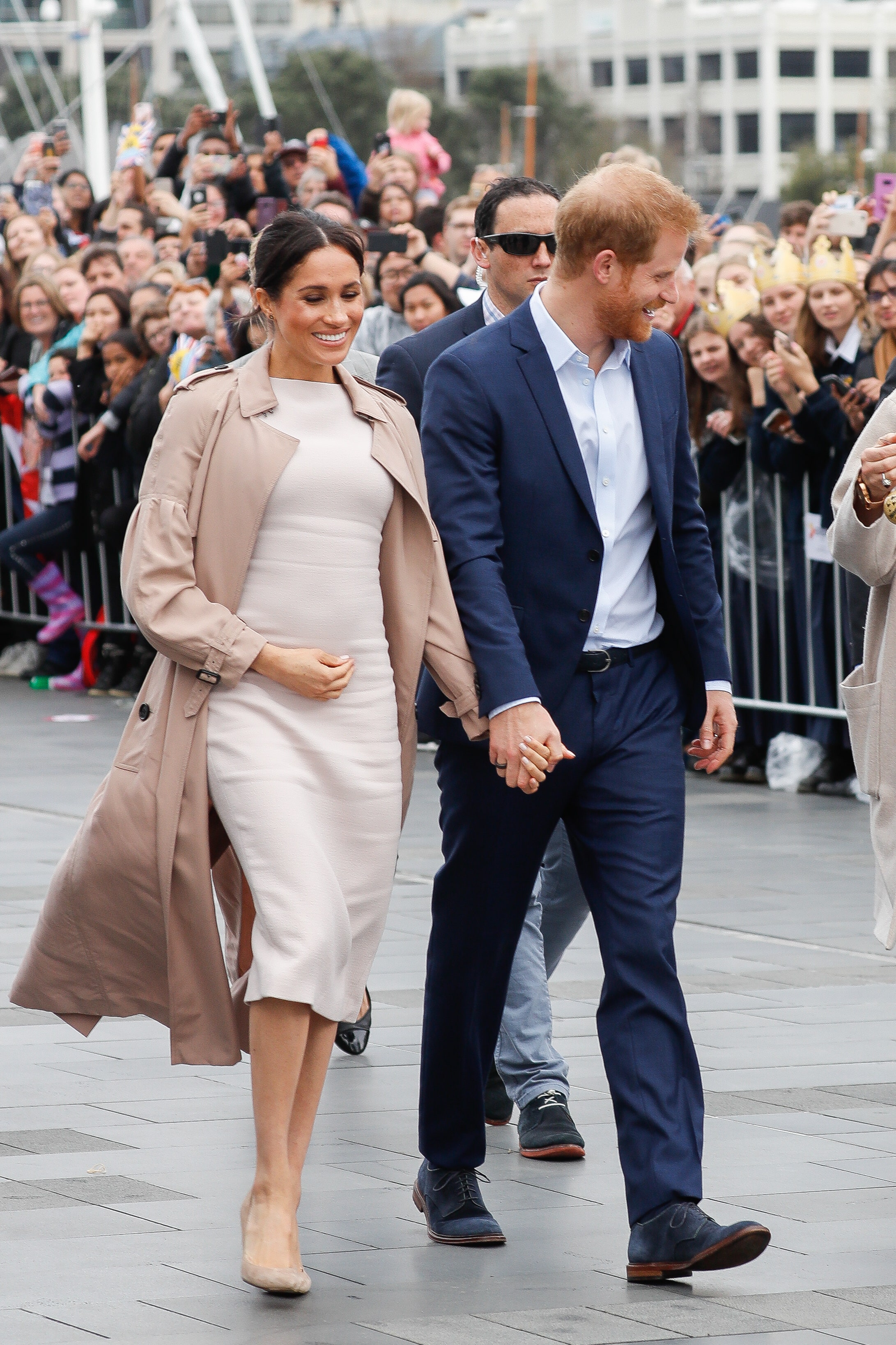 AUCKLAND NEW ZEALAND  OCTOBER 30  Meghan Duchess of Sussex  seen wlaking holding baby bump whilst Prince Harry Duke of...