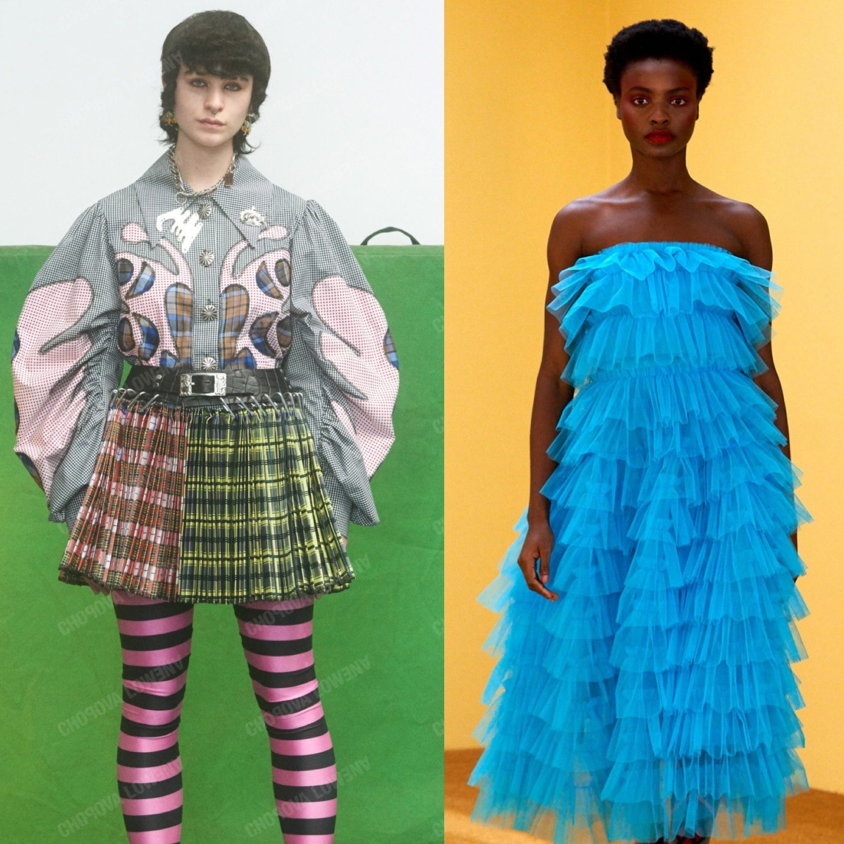 Шотландская клетка, объемные вечерние платья и другие яркие тренды Недели моды в Лондоне