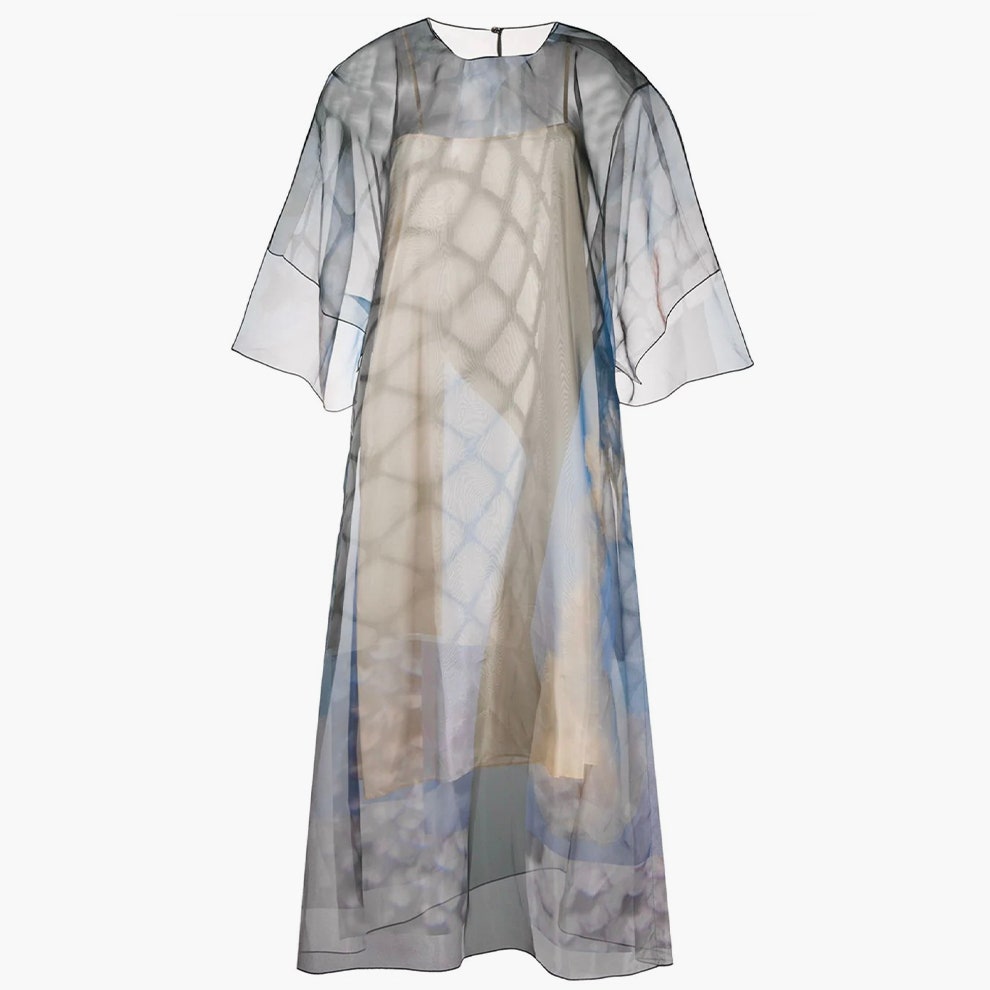 Прозрачное платье миди с узором Maison Margiela 65459 рублей
