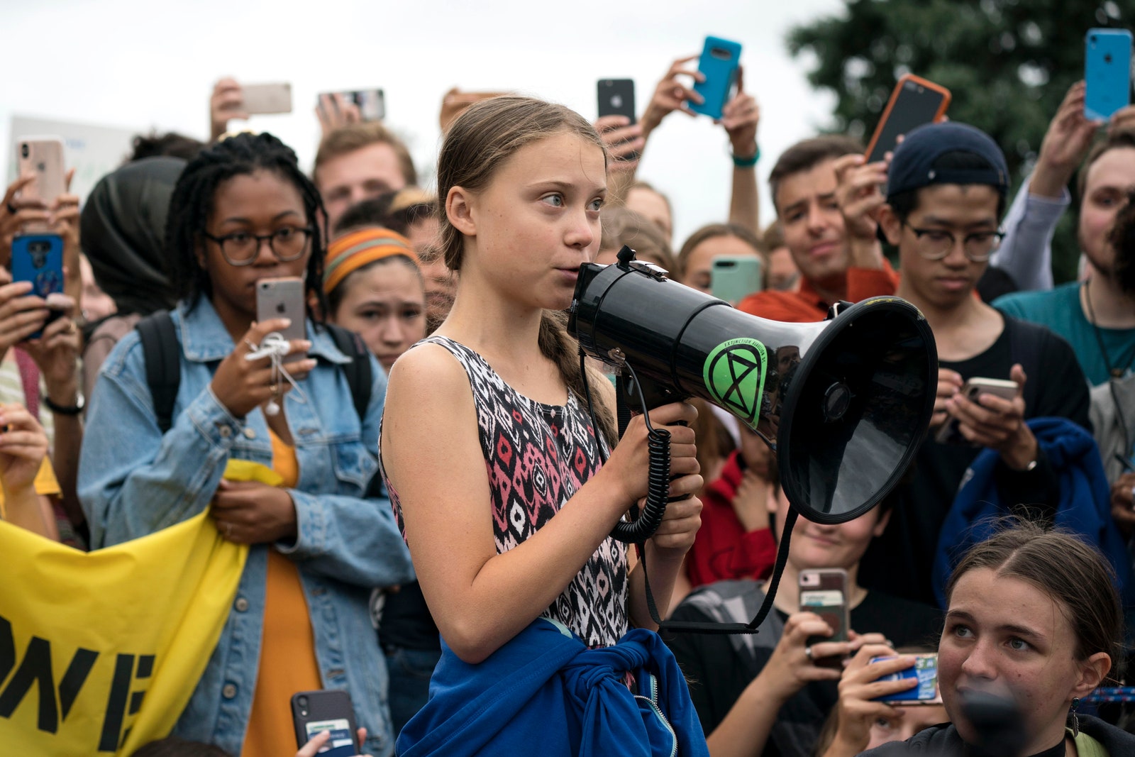 Грета Тунберг на климатической забастовке у Белого дома 2019