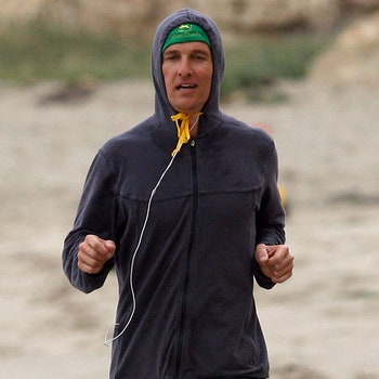 LOS ANGELES CA  JUNE 03 Matthew McConaughey jogs on the beach on June 3 2009 in Los Angeles California.