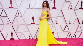 Zendaya arrives at the Oscars on Sunday April 25 2021 at Union Station in Los Angeles.