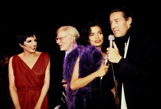 Image may contain Liza Minnelli Bianca Jagger Human Person Clothing Apparel Electrical Device and Microphone