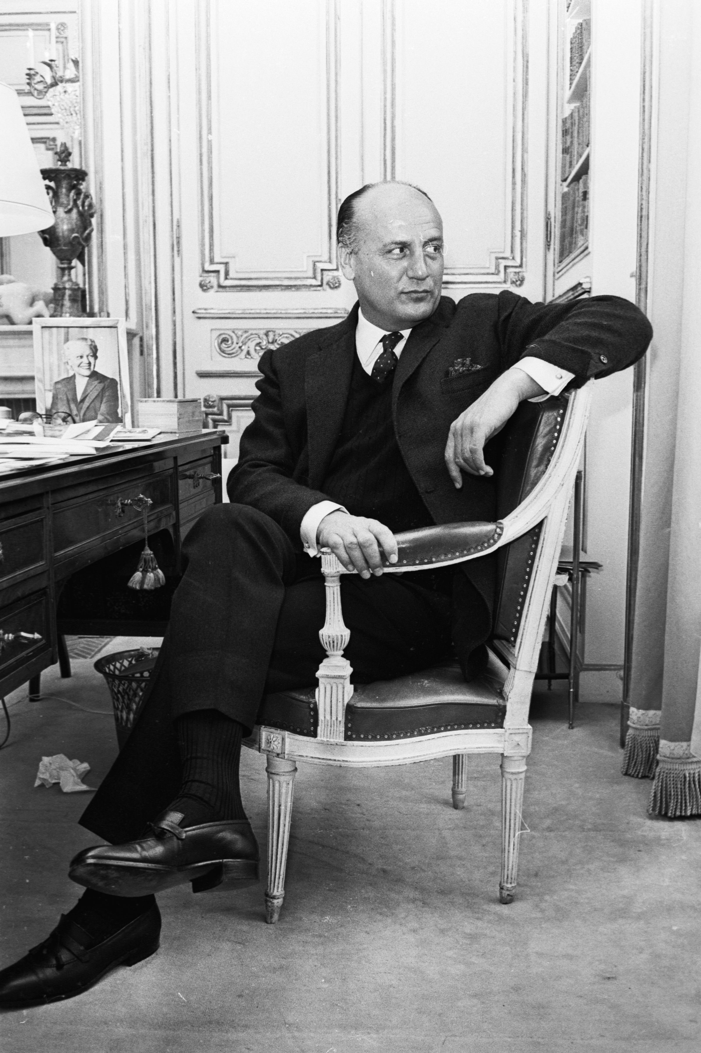 5th April 1965  French fashion designer Pierre Balmain  in his Parisian fashion house.