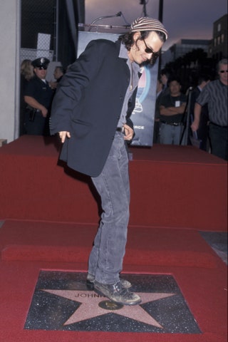 Джонни Депп получает именную звезду на Аллее славы ЛосАнджелес 1999