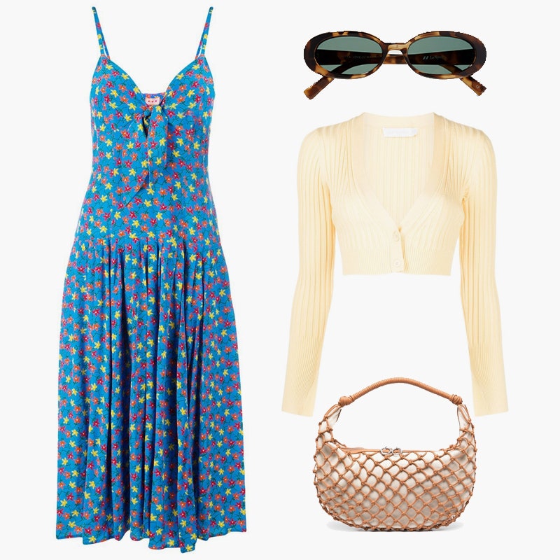 Платье LHD 38834 рубля farfetch.com очки Le Specs 3392 рубля netaporter.com кардиган Jonathan Simkhai 22672 рубля...