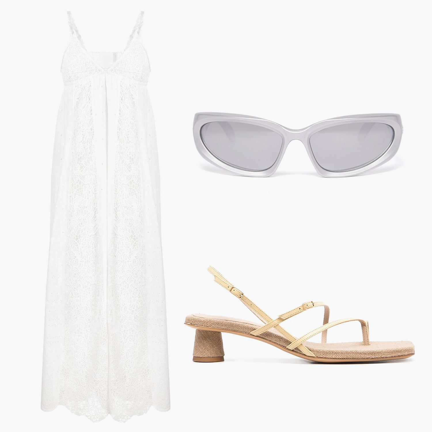 Платье макси с кружевом Pinko 16095 рублей farfetch.com босоножки Basgia Jacquemus 38094 рубля farfetch.com...