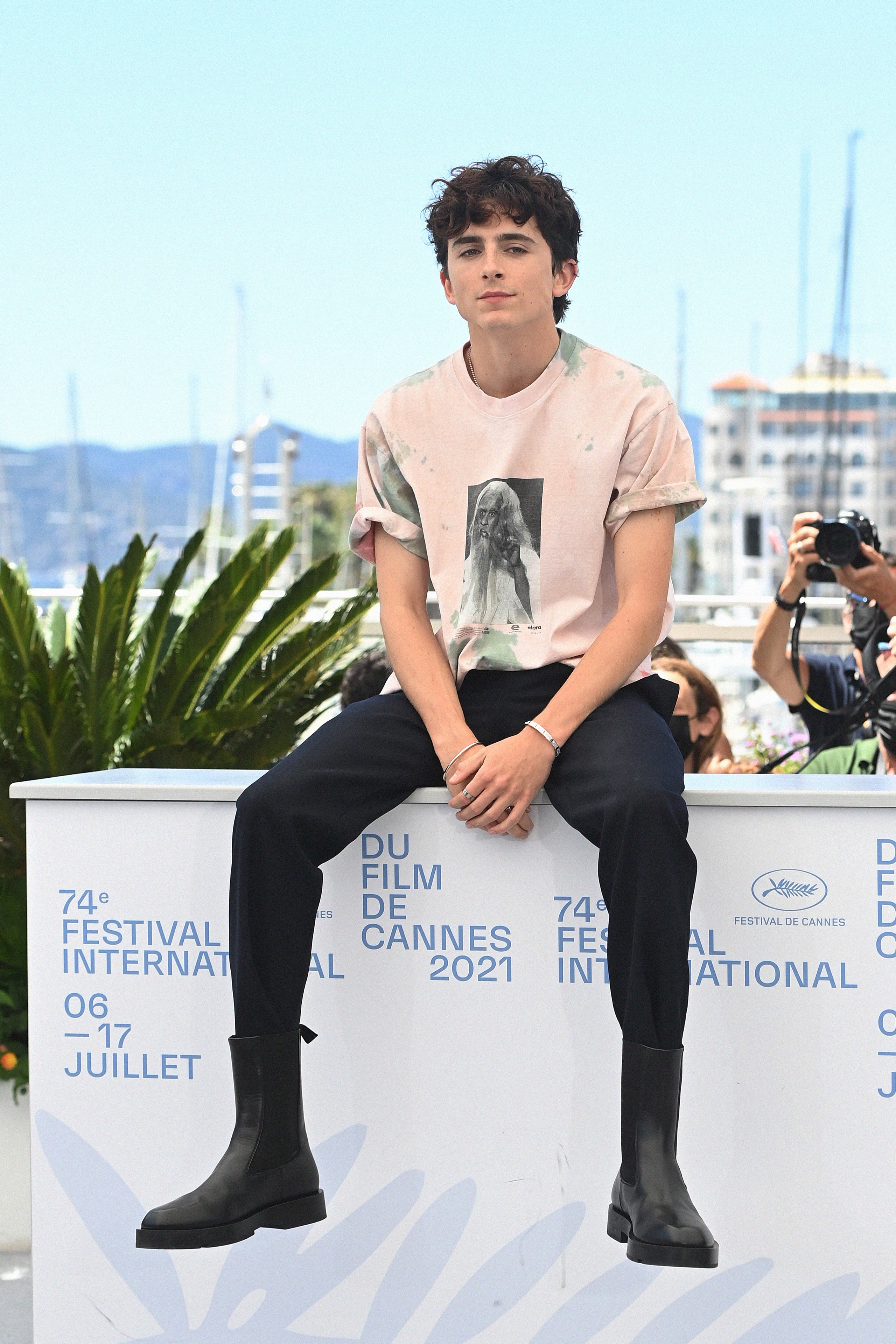 CANNES FRANCE  JULY 13 Timothe Chalamet attends the The French Dispatch photocall during the 74th annual Cannes Film...