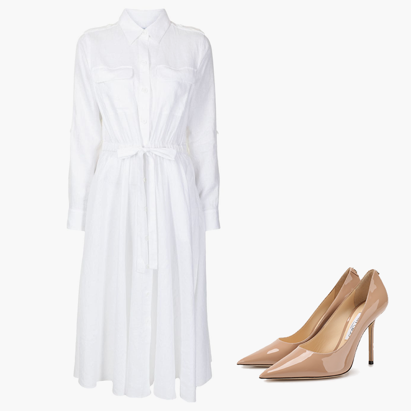 Платье Equipment 2227 рублей farfetch.com лодочки Jimmy Choo 48100 рублей tsum.ru
