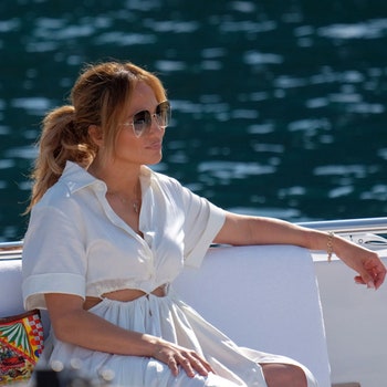 PORTOFINO ITALY  JULY 31  Jennifer Lopez is seen on July 31 2021 in Portofino Italy.