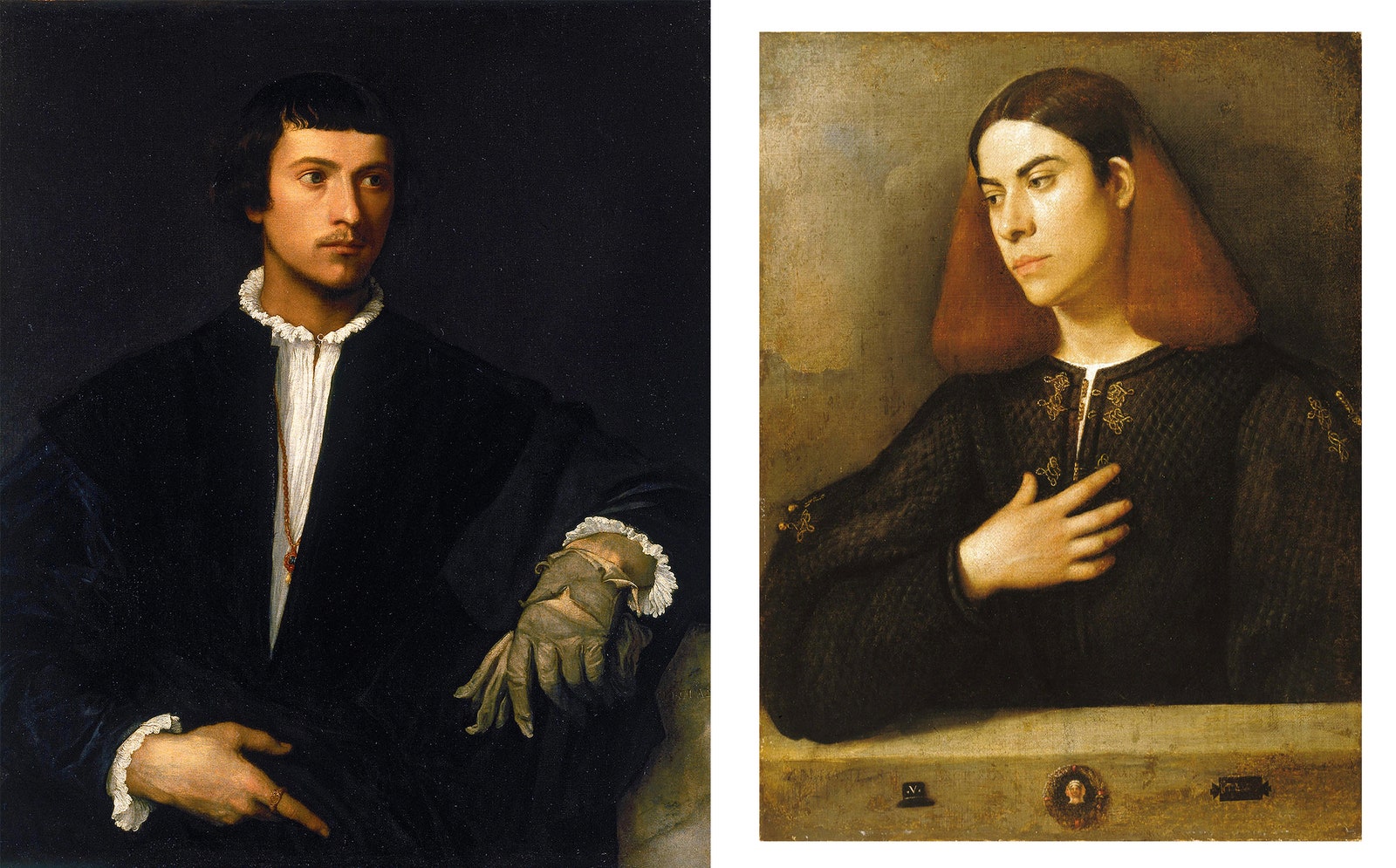 Тициан «Мужчина с перчаткой» ок. 1520 Джорджоне «Портрет молодого человека» ок. 1510