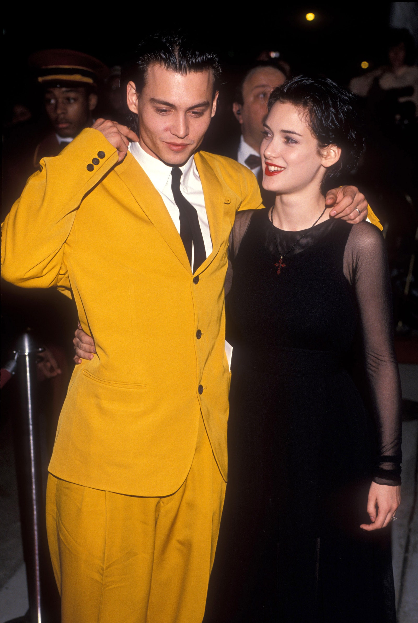 Джонни Депп и Вайнона Райдер на премьере фильма «Плакса» 1990