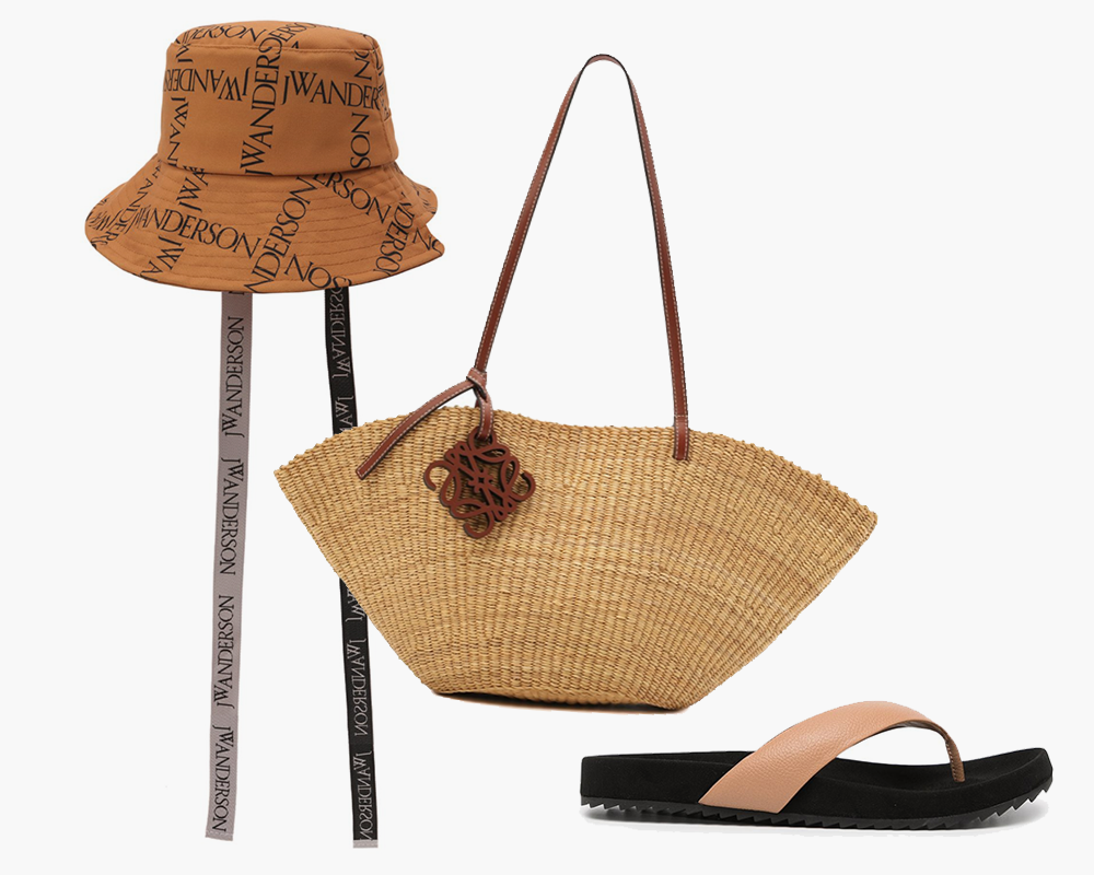 Панама JW Anderson 12900 рублей tsum.ru cумка Loewe 39950 рублей tsum.ru шлепанцы Senso 11107 рублей farfetch.com
