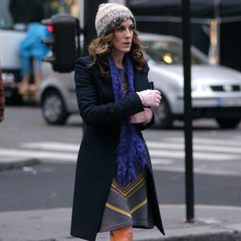 Sarah Jessica Parker during Sarah Jessica Parker on the Set of Sex and the City in Paris France  January 22 2004 at...
