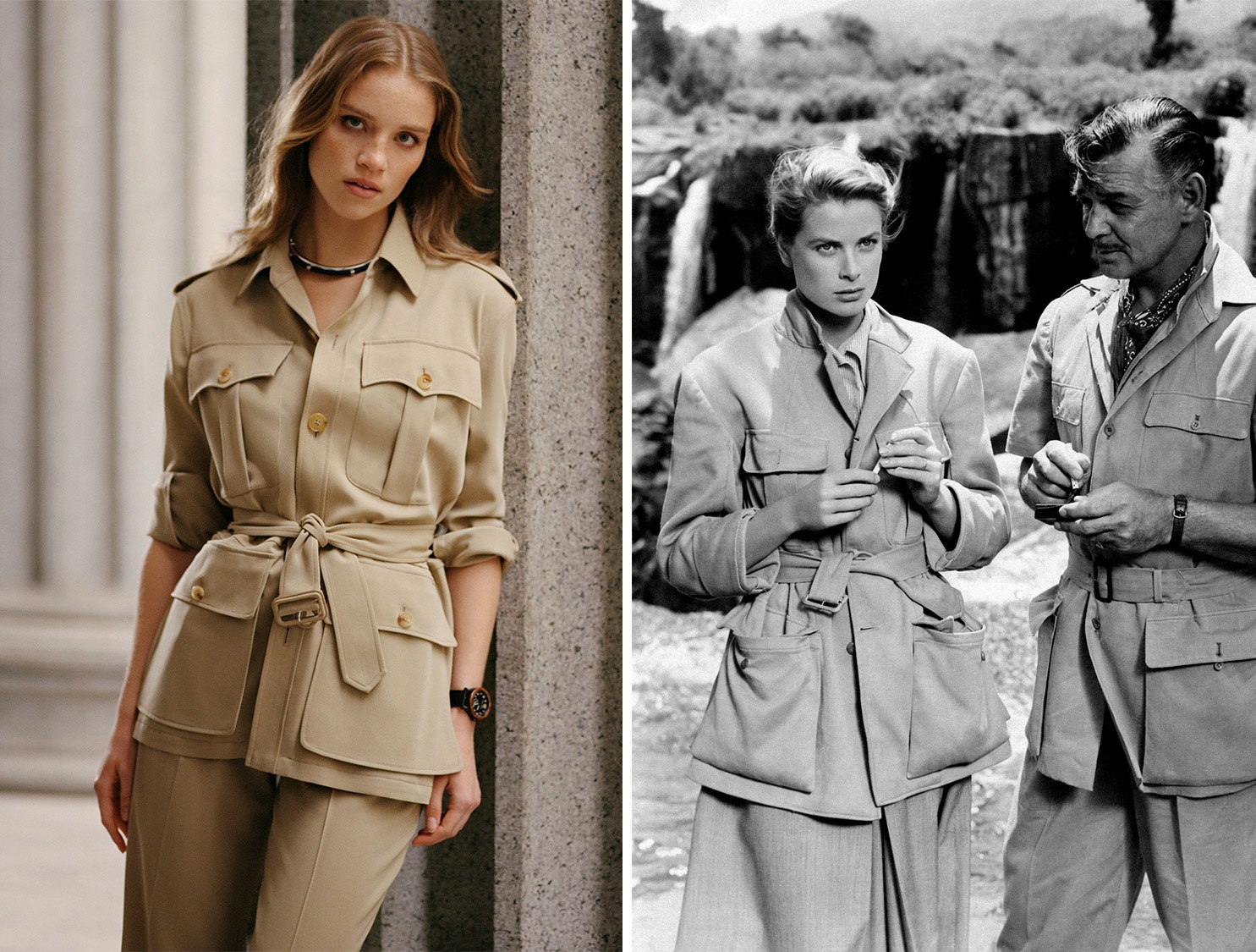 Ralph Lauren prefall 2021 Грейс Келли и Кларк Гейбл в фильме «Могамбо»