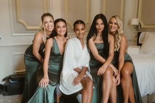 Image may contain Clothing Apparel Evening Dress Fashion Gown Robe Human Person Jasmine Tookes and Shanina Shaik