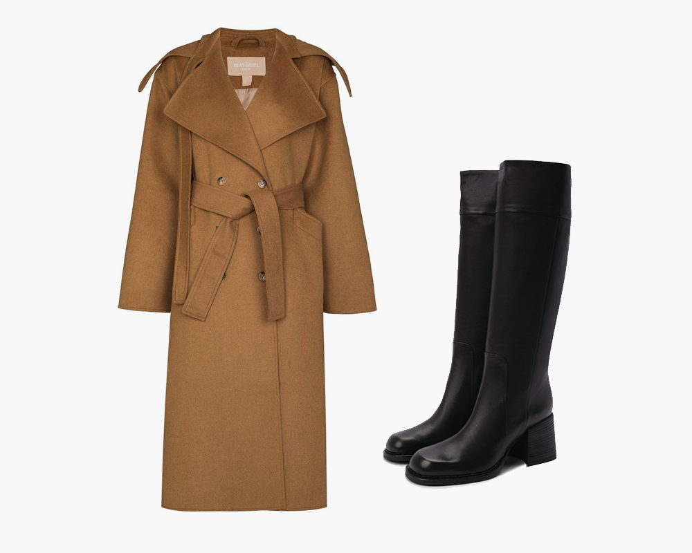 Пальто Materiel 72060 рублей farfetch.com cапоги Vic Matie 44100 рублей tsum.ru