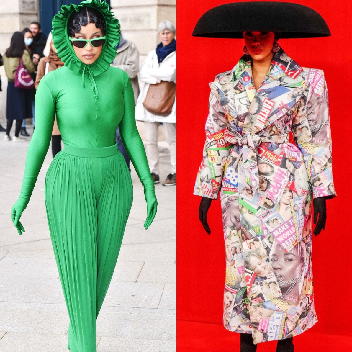 10 выходов Карди Би на Неделях моды &- в Richard Quinn, Schiaparelli и Balenciaga