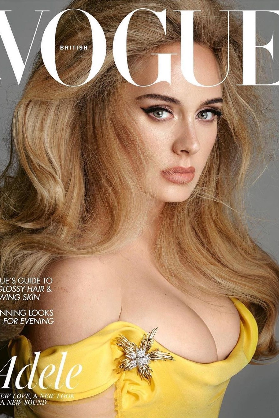 Суперобъемная укладка Адель на обложке британского Vogue