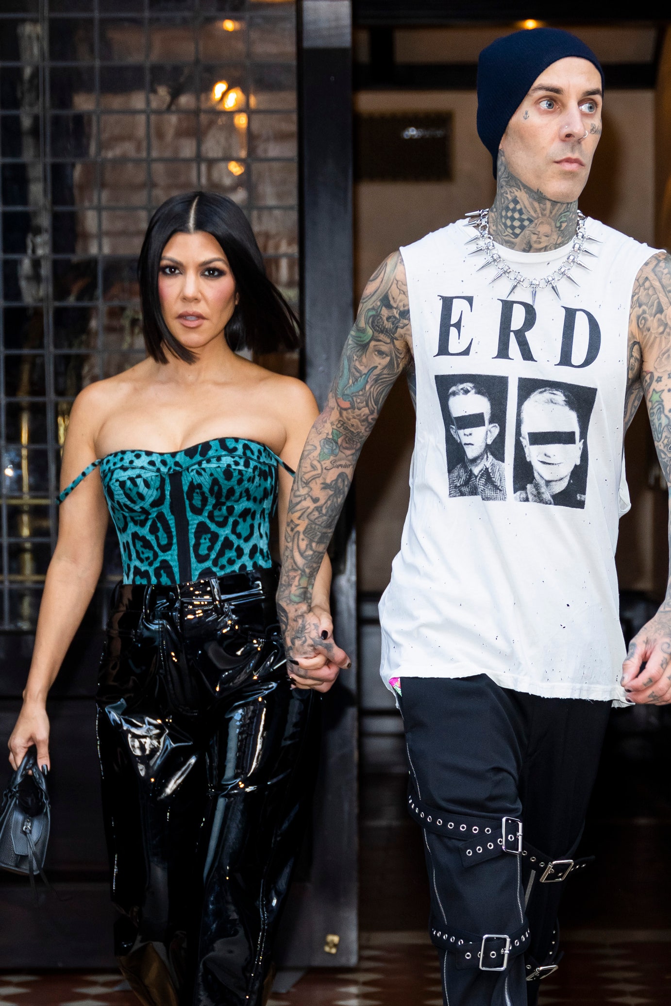 NEW YORK NEW YORK  OCTOBER 16 Kourtney Kardashian and Travis Barker are seen on October 16 2021 in New York City.
