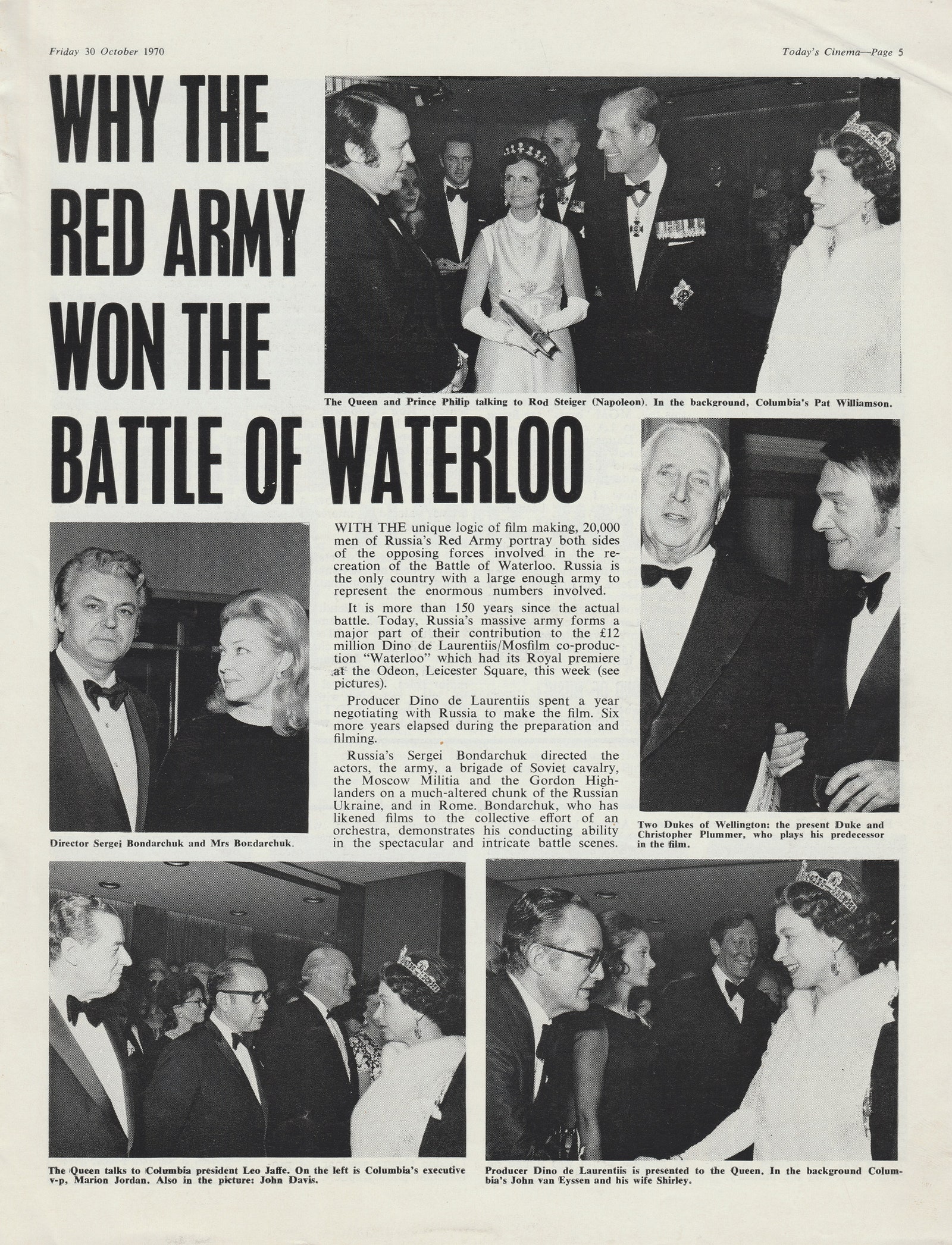 «Почему Красная армия выиграла битву при Ватерлоо». Выдержка из британской газеты после премьеры «Ватерлоо» в Лондоне 1970