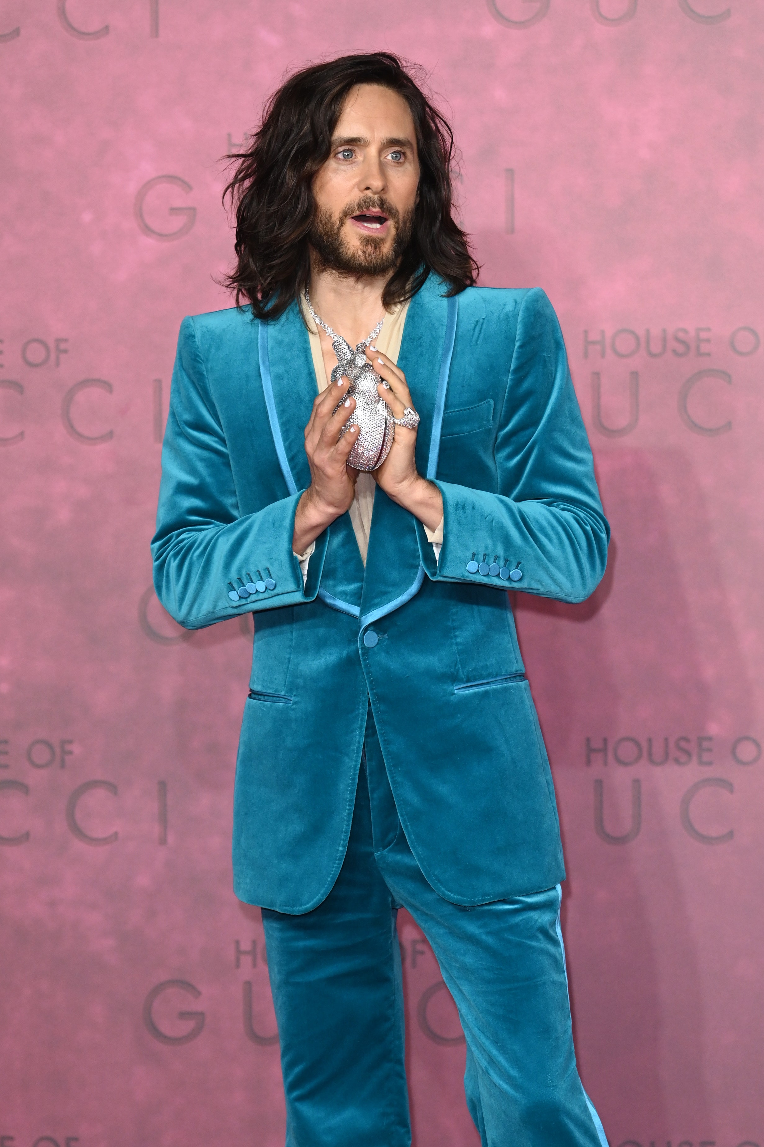 LONDON ENGLAND  NOVEMBER 09 Jared Leto attends the UK Premiere Of House of Gucci at Odeon Luxe Leicester Square on...