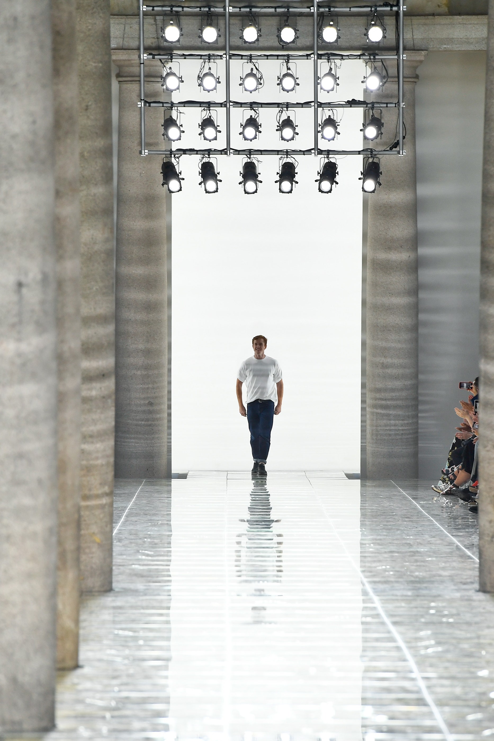MILAN ITALY u2013 SEPTEMBER 19 Fashion designer Daniel Lee walks the runway at the Bottega Veneta Ready to Wear fashion...