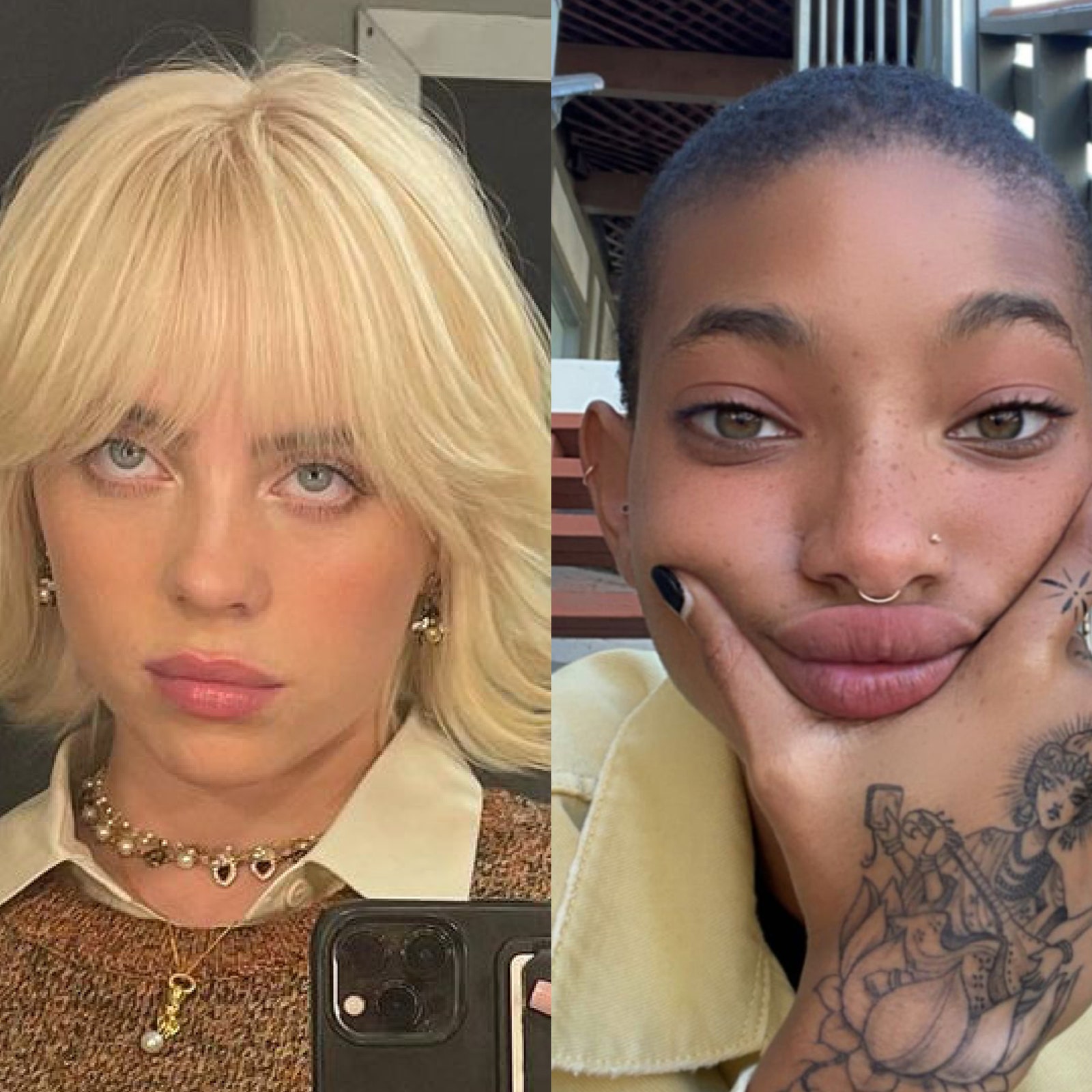 Image may contain Skin Billie Eilish Face Human Person Willow Smith Necklace Jewelry Accessories and Accessory