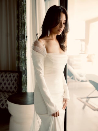 Image may contain Clothing Apparel Evening Dress Fashion Gown Robe Human Person and Chloe Bridges
