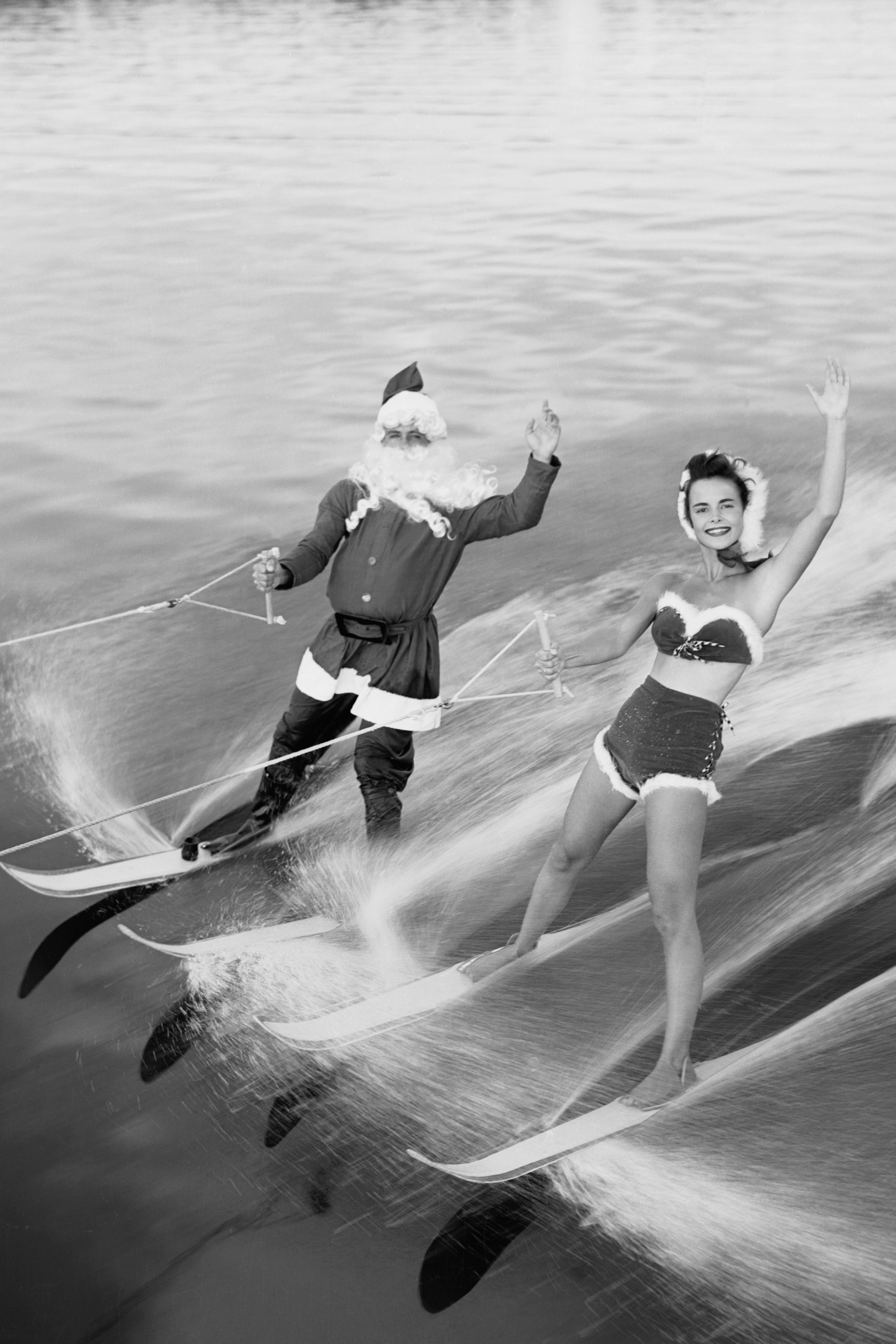 This Santa Claus helper has left Rudolph the RedNosed Reindeer and his sleigh up north and has taken to water skiing at...