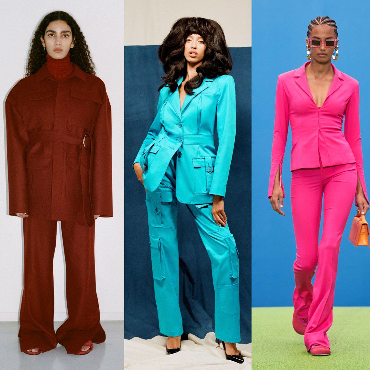 Цветной брючный костюм, как у Jacquemus и Boss, &- хорошее вложение в гардероб